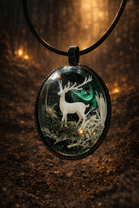 Pendentif mini - monde cerf de la forêt magique steampunk médiéval fait main | Atelier AnJo
