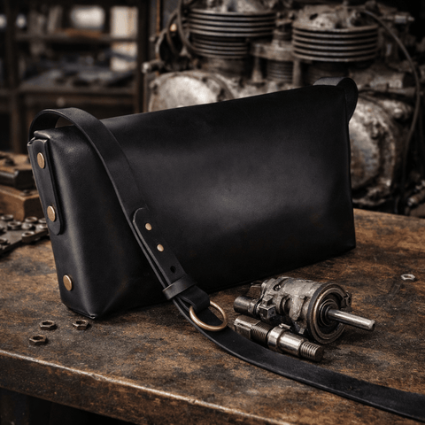 Petite pochette sac à main en cuir – style steampunk, rock et motard steampunk médiéval fait main | Atelier AnJo