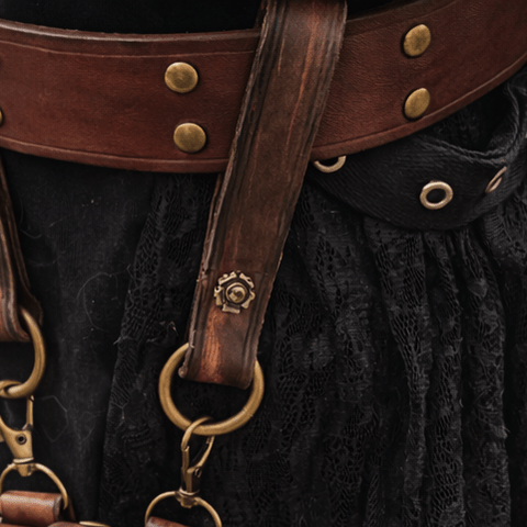 Petite sacoche en cuir vieilli – Style steampunk/post - apo steampunk médiéval fait main | Atelier AnJo