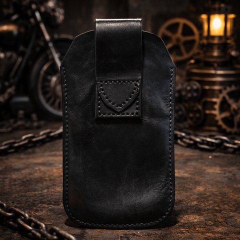 Pochette téléphone de ceinture en cuir – sur mesure – poche porte - cartes steampunk médiéval fait main | Atelier AnJo