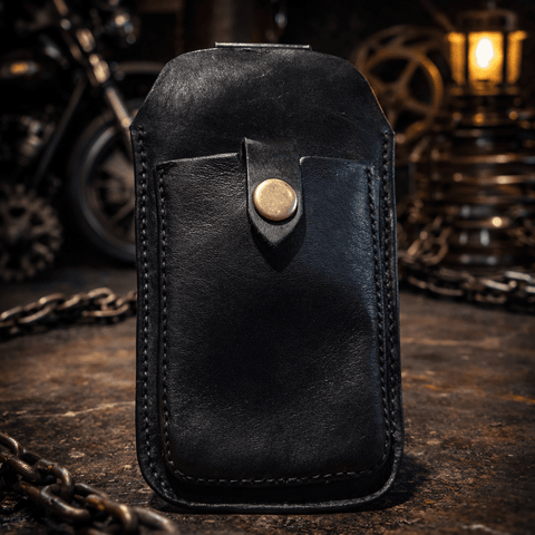 Pochette téléphone de ceinture en cuir – sur mesure – poche porte - cartes steampunk médiéval fait main | Atelier AnJo