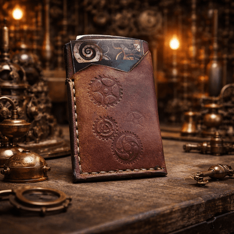 Porte - cartes cuir végétal – Steampunk Rock – Atelier AnJo steampunk médiéval fait main | Atelier AnJo