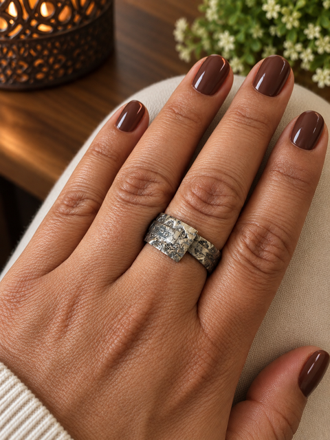 Bague large à motifs géométriques – Taille 63