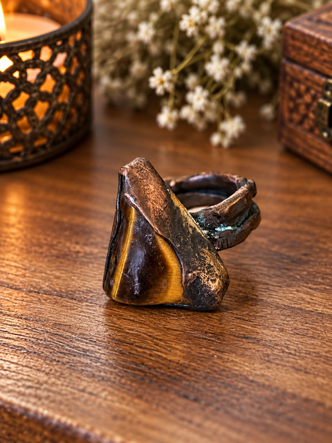 Bague « Braise Sauvage » – Œil de tigre