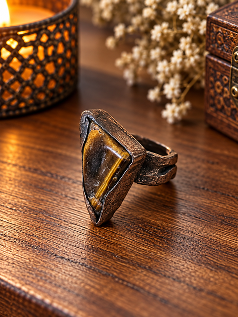 Bague « Braise Sauvage » – Œil de tigre