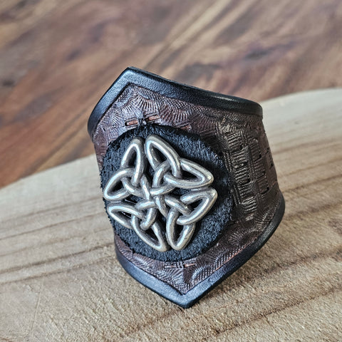 Bracelet cuir véritable viking avec nœud celtique – style médiéval, steampunk