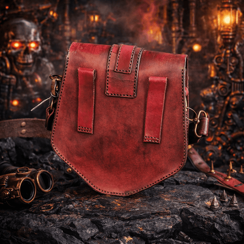 Sac à main ou pochette de ceinture en cuir – Steampunk rock steampunk médiéval fait main | Atelier AnJo
