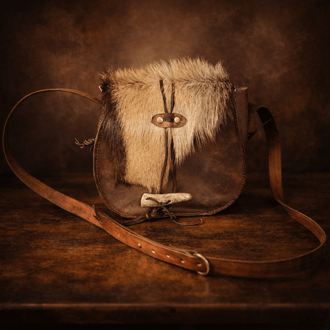 Sac médiéval Gibetière en croûte de cuir – peau de chèvre – Atelier AnJo steampunk médiéval fait main | Atelier AnJo