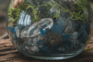 Spell Jar – Énergie & Clarté – Apatite bleue & Cristal de roche steampunk médiéval fait main | Atelier AnJo