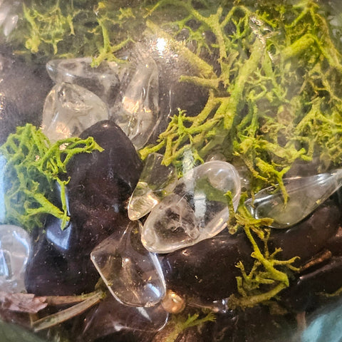 Spell Jar Purification – Tourmaline Noire, Cristal de Roche et Aventurine Verte steampunk médiéval fait main | Atelier AnJo